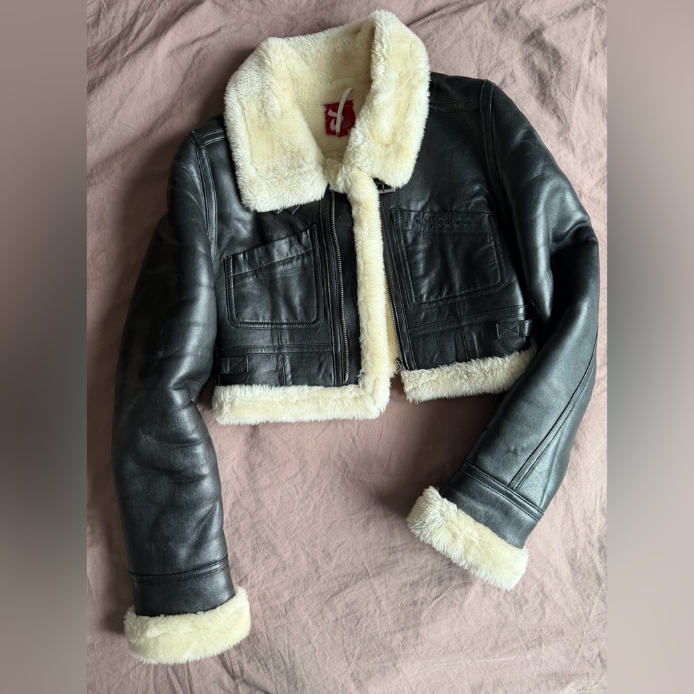 Cropped Leather Jacket Y2k